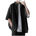 thumbnail image 1 of YLSDY Fashion Mens Summer Shirts Short Sleeve Button Down Casual Stylish Untucked Tropical Holiday Beach Hawaiian T-Shirt Fashion 2025 Black XXL, 1 of 6
