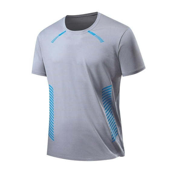 YLSDY Fashion Mens Workout Shirts Quick Dry Performance Short Sleeve Athletic Shirts Summer Fashion Outdoor Running Shirts Gray XXXXXL