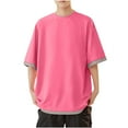 thumbnail image 1 of YLSDY Fashion Summer Tops for Men 2025,Mens Loose Casual Round Neck Vacation Shirts Plain Blouses Short Sleeve Business Shirts Pink XL, 1 of 5