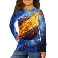 thumbnail image 1 of YLSDY Savings Boys Casual Long Sleeve T-Shirts Kids Spring Pullover Tops Funny Flame Basketball Graphic Tees Shirt Soft Spring Tshirts Dark Blue 7 Years, 1 of 6