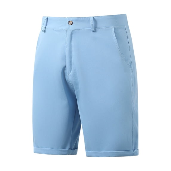 YLSDY Fashion Business Shorts for Men Summer Stretch Button Work Dress Short Pant with Pockets Casual Solid Color Quick Dry Shorts Sky Blue M