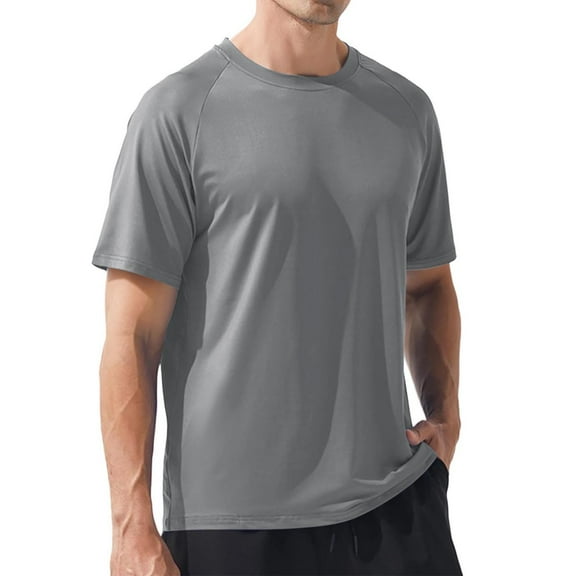 YLSDY Fashion Casual Solid Short Sleeve T Shirts Tops for Men Crew Neck Slim Fit Sports Fashion Shirt Summer Tees Streetwear Gray XL
