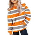 thumbnail image 1 of YLSDY Fashion Children Boys Girls Sweatshirt Winter Casual Long Sleeve Striped Printed Scoop Neck Fleece Warm Pocket Hooded Blouse Orange 13 Years, 1 of 4