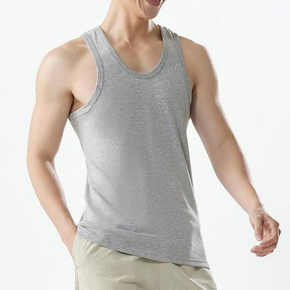 YLSDY Fashion Classic Athletic Tank Tops Men Workout Sleeveless Muscle Basic Tees Quick Dry Gym Beach Shirts Soft Cozy Undershirt Gray L