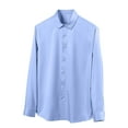 thumbnail image 1 of YLSDY Fashion Dress Shirts for Men Casual Formal Wrinkle-Free Untucked Shirt Vacation Wedding Long Sleeve Button Down Dress Clothes Blue S, 1 of 5