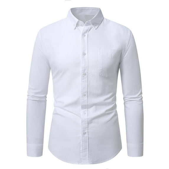 YLSDY Fashion Dress Shirts for Men Long Sleeve Business Casual Button Up Shirts Collar Slim Fit Work Office Outfits Formal Shirt White XXL