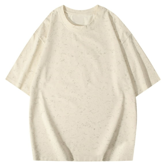 YLSDY Fashion Men Short Sleeve Crewneck T-Shirts Vintage Graphic Tee Shirts Summer Casual Loose Fit Streetwear Baggy Washed Tops Beige M