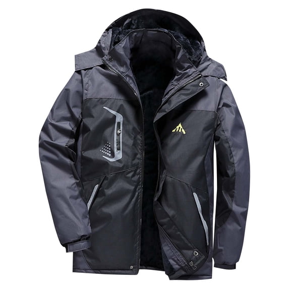 YLSDY Fashion Men Waterproof Ski Jacket Winter Fleece Snow Coat Windproof Hooded Mountain Windbreaker Warm Snowboard Outerwear Black XL