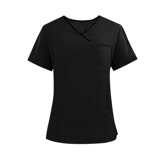 YLSDY Fashion Men & Women Scrub Tops V-Neck Scrubs Unisex Stretch Nursing Shirts Medical Uniform Workwear with 3 Pockets Black XL