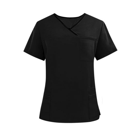YLSDY Fashion Men & Women Scrub Tops V-Neck Scrubs Unisex Stretch Nursing Shirts Medical Uniform Workwear with 3 Pockets Black XL