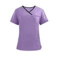 thumbnail image 1 of YLSDY Fashion Men & Women Scrub Tops V-Neck Scrubs Unisex Stretch Nursing Shirts Medical Uniform Workwear with 3 Pockets Purple XL, 1 of 6