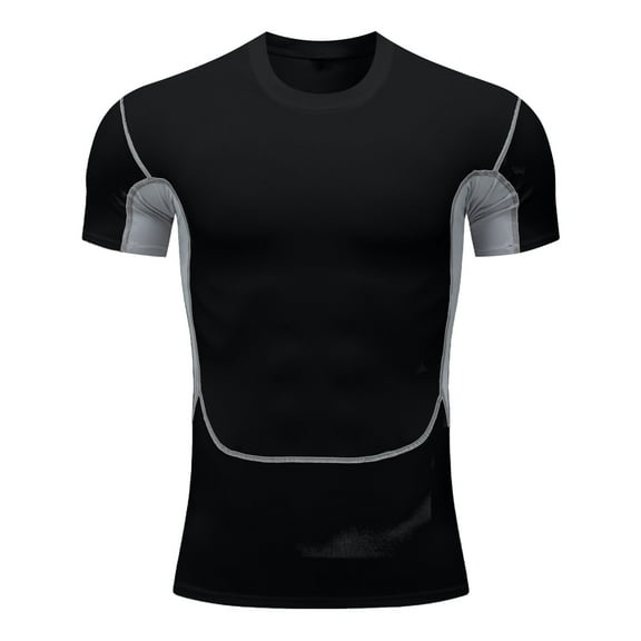 YLSDY Fashion Men's Athletic Short Sleeve Stretch Compression Shirts Performance T-Shirt Running Workout Tops Quick Dry Baselayer Black S