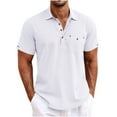 thumbnail image 1 of YLSDY Fashion Men's Casual Collared Button Collared Shirts Cotton Short Sleeve Golf Shirts Summer Fashion Basic Shirts with Pocket White M, 1 of 6