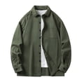 thumbnail image 1 of YLSDY Fashion Men's Casual Cotton Jacket Button Down Long Sleeve Lapel Jackets Sports Coats Streetwear Fashion Coat with Pockets Army Green XL, 1 of 4