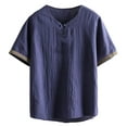 thumbnail image 1 of YLSDY Fashion Men's Casual Lightweight Short Sleeve T Shirt with Traditional Chinese Frog Closures Vintage Style for Everyday Navy XXXL, 1 of 5
