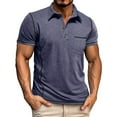 thumbnail image 1 of YLSDY Fashion Men's Casual Button Collared Shirts Classic Short Sleeve Basic Button T-Shirt Lightweight Cotton Golf Tops with Pocket Dark Blue XL, 1 of 7