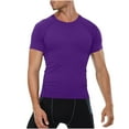 thumbnail image 1 of YLSDY Fashion Men's Compression Shirts, Compression Shirts for Men Short Sleeve Athletic, Quick Dry Workout T Shirts Base Undershirt Purple S, 1 of 4