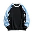 thumbnail image 1 of YLSDY Fashion Men's Fashion Color Block Sweatshirt Long Sleeve Round Neck Pullover Sweatshirts Casual Loose Fit Sports Shirts Blue XXXL, 1 of 3