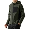 thumbnail image 1 of YLSDY Fashion Men's Full Zip Hooded Waterproof Softshell Jacket, Long Sleeve Outdoor Sports Coat Windbreaker with Zipper Pockets Green XXXXL, 1 of 4