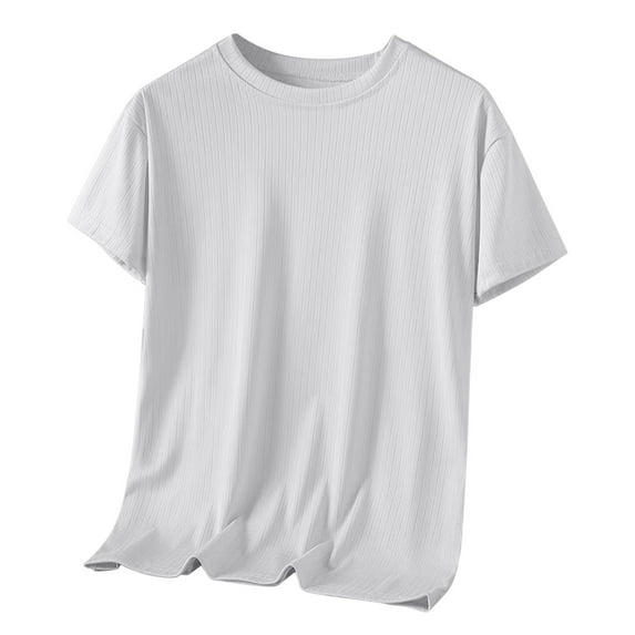 YLSDY Fashion Men's Ice Silk T-Shirt Quick Drying Solid Color Half Sleeve Top Short Sleeve Crewneck Casual Breathable Men T Shirt White L