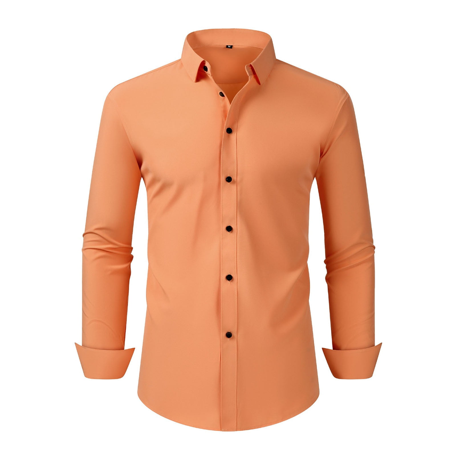 orange dress shirt YLSDY Fashion Men's Long Sleeve Shirts Stretch Wrinkle Free Button Down Business Wedding Formal Shirts Regular Fit S you should definitely don attribute:trend:mushrooms Color:Navy polka dot burgundy pencil midi dress-9 Suit