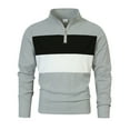 thumbnail image 1 of YLSDY Fashion Men's Long Sleeve Half Zip Lapel Shirt, Casual Striped Colorblock Top Contrast Color Patchwork Button Collared Shirts Gray S, 1 of 8