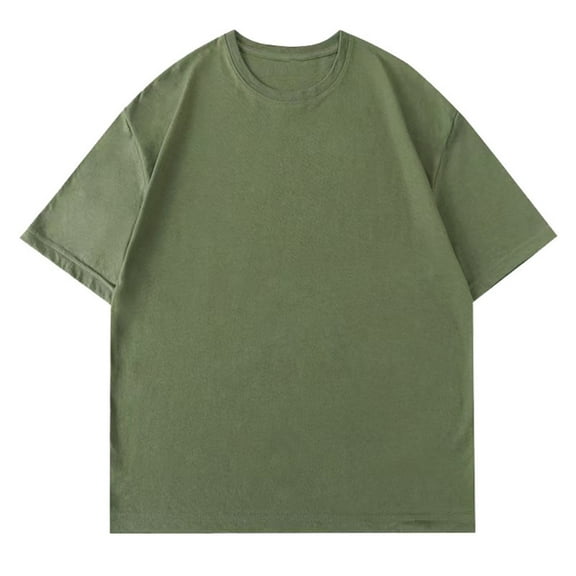 YLSDY Fashion Men's Oversized Cotton T-Shirts Loose Fit Vintage Washed Tee Unisex Short Sleeve Casual Shirts Tops Army Green M
