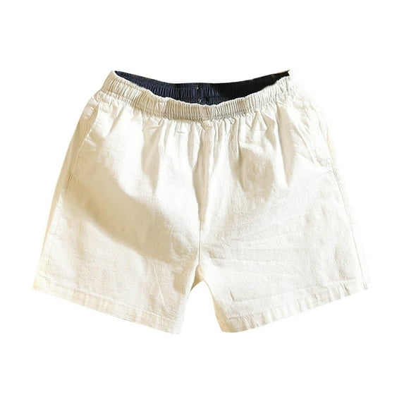 YLSDY Savings Men's Shorts Summer Vacation Beach Male Short Pants Drawstring Vintage 2025 Cotton Shorts with Pockets White XXL