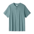 thumbnail image 1 of YLSDY Fashion Men's Summer Casual Henley Shirts Fashion V Neck Short Sleeve Loose Fit Tops Comfort Breathable Beach Tees Navy XXXL, 1 of 9