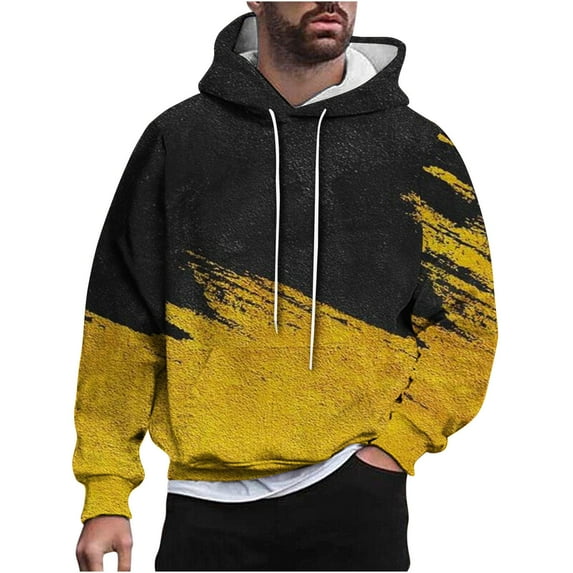 YLSDY Fashion Men's Sweatshirts Graphic Hoodies Pullover Sweatshirts Casual Drawstring Tops with Pockets Hoodies Pullover Yellow L