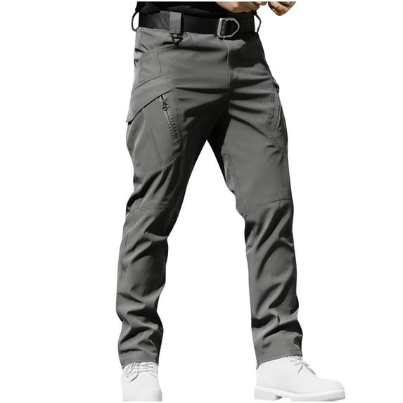 YLSDY Fashion Men's Tactical Cargo Pants Water Resistant Lightweight Hiking Pants Outdoor Work Pants with Multi Pockets(No Belt) Gray XXXL