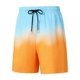 thumbnail image 1 of YLSDY Fashion Men's Trendy Gradient Color Shorts Summer Baggy Drawstring Beach Shorts with Pockets Elastic Waist Short 2025 Orange L, 1 of 3