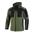 thumbnail image 1 of YLSDY Fashion Men's Work Jacket Softshell Jacket Fleece Lined Full Zipper Insulated Windbreaker Cargo Jackets for Hiking Fishing Green XXL, 1 of 8