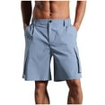 thumbnail image 1 of YLSDY Fashion Mens Athletic Shorts Casual Solid Color Running Leg Shorts Cotton Comfy Elastic Waist Zipper Workout Short Pants Blue L, 1 of 7