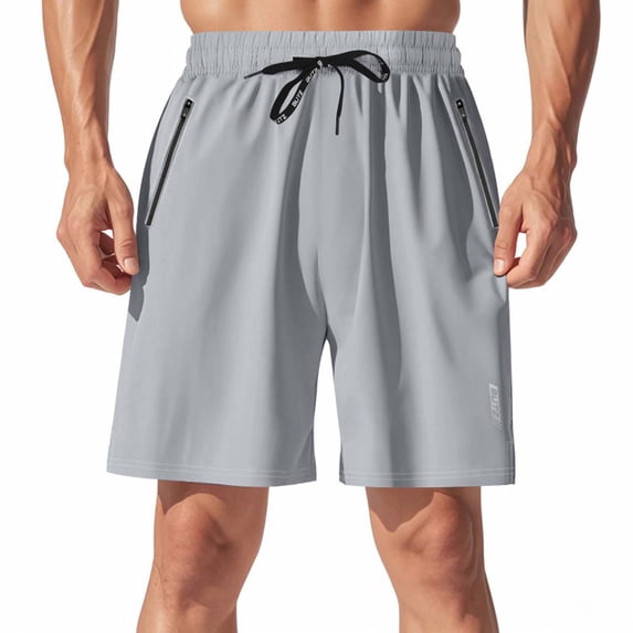 YLSDY Fashion Mens Athletic Shorts Elastic Waist Quick Dry Running Short with Pockets Fluorescent Stretch Workout Shorts for Night Run Gray XXL