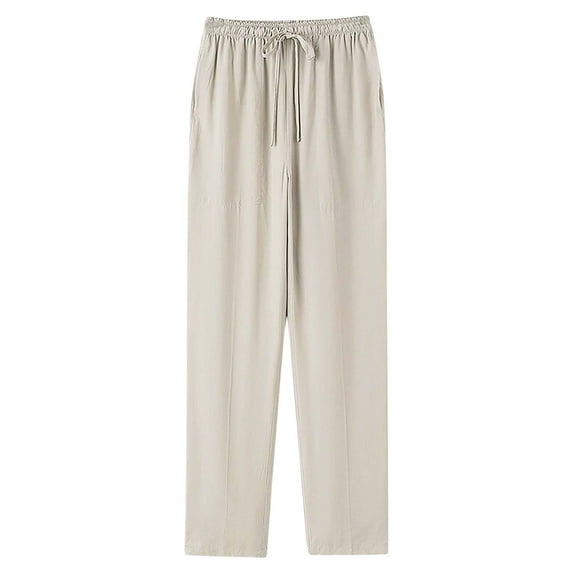 YLSDY Fashion Mens Bamboo Viscose Pajama Pants Soft Lounge Bottoms Knit Big and Long Sweatpants Drawstring Elastic Lightweight Sleep Pant Beige XXXL