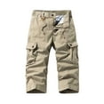 thumbnail image 1 of YLSDY Fashion Mens Cargo Shorts Capri Pants Fashion Multi Pocket Drawstring Waist Button Zip Closure Loose Comfy Wide Leg Sweatpant Khaki L, 1 of 9