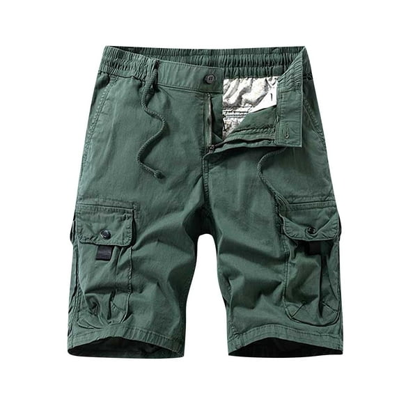 YLSDY Fashion Mens Cargo Shorts Casual Lightweight with Multi Pockets Drawstring Buttons Summer Outdoor Work Sports Shorts Army Green XXXL