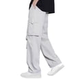 thumbnail image 1 of YLSDY Fashion Mens Casual Ice Silk Cargo Pants Multi Pocket Drawstring Loose Trousers Solid Color Quick Dry Elastic Wide Leg Pants Camping Pants Khaki XXXL, 1 of 4