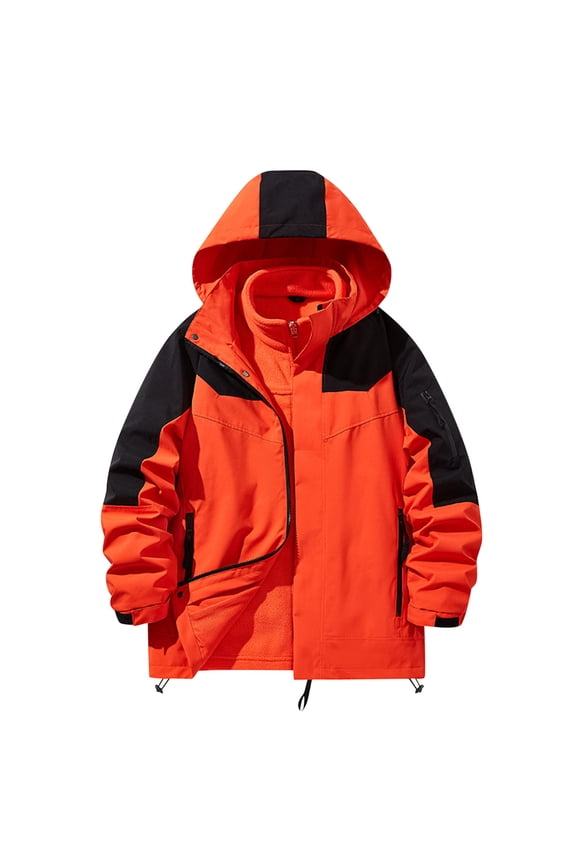 Fashion Mens Casual Patchwork Jackets Color-Block Lightweight Varsity Jacket Fashion Zipper Coat with Zipper Pockets Red S