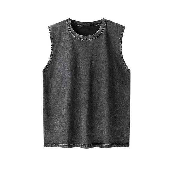 YLSDY Fashion Mens Cotton Workout Gym Tank Top Sleeveless Cut Off Muscle Shirts Tshirts Running Beach Loose Fit Tees Solid Color T Shirts Black M