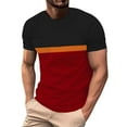 thumbnail image 1 of YLSDY Fashion Mens Fashion T-Shirt Summer Business Casual Shirts Short Sleeve Tops Outdoor Color Matching Pullover for Men Red L, 1 of 6