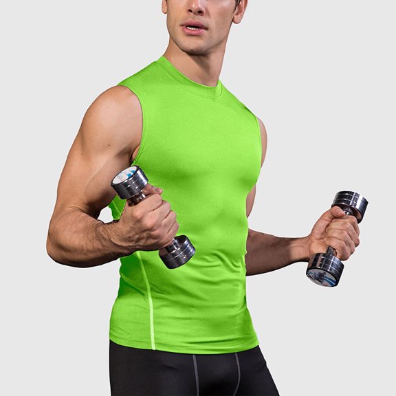 YLSDY Fashion Mens Gym Bodybuilding Muscle Tank Top Sleeveless Casual Slim Fit Quick Dry Workout T Shirts Summer Fashion Tanks Green L
