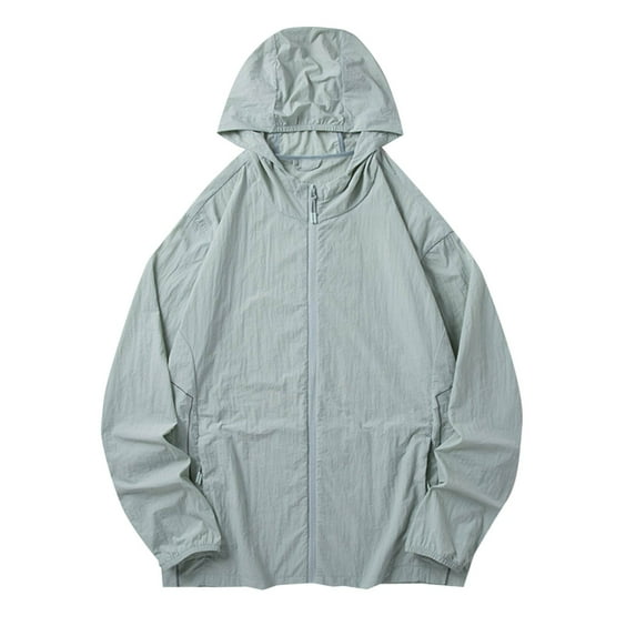 YLSDY Fashion Mens Hiking Athletic Lightweight Jacket Zip Up UPF 50+ Outdoor Running Jackets Sun Protection Zipper Hoodies Green XL