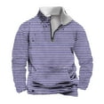 thumbnail image 1 of YLSDY Fashion Mens Quarter Zip Long Sleeve Pullover Fleece-Lined Mock Neck Work Sweatshirt Striped Winter Warm Fashion Traveling Tops Purple XXXXL, 1 of 5