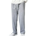 thumbnail image 1 of YLSDY Savings Mens Regular Fit Straight Leg Pants Elastic Waist Casual Drawstring Long Pants Lightweight Open Bottom Lounge Pants Gray L, 1 of 9