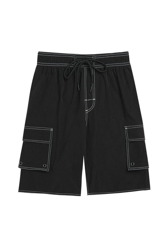 Fashion Mens Swim Trunks with Pockets Solid Tie-dye Swim Board Shorts Quick Dry Mesh Lining Water Repellent Beach Swimwear Black 28