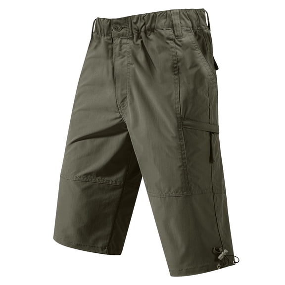 YLSDY Fashion Tactical Cargo Workout Shorts for Men Lightweight Drawstring Elastic Waistband Solid Work Shorts with Pockets Army Green M