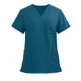 thumbnail image 1 of YLSDY Scrub Tops for Men Women V-Neck Scrubs Unisex Stretch Nursing Shirts Medical Uniform Workwear with 3 Pockets Navy XS, 1 of 6