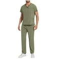 thumbnail image 1 of YLSDY Scrubs Set for Men - Modern V-Neck Top & Cargo Pants Medical Nursing Uniforms Mens Scrub Sets Summer Long Sets Green XXL, 1 of 9